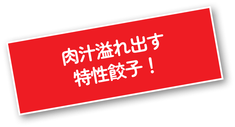 肉汁溢れ出す 特製餃子！